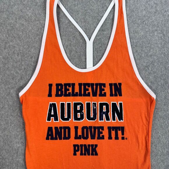 Victoria's Secret Auburn Tigers Tank Top Size Medium Racerback Sequin Y2K - Picture 2 of 8
